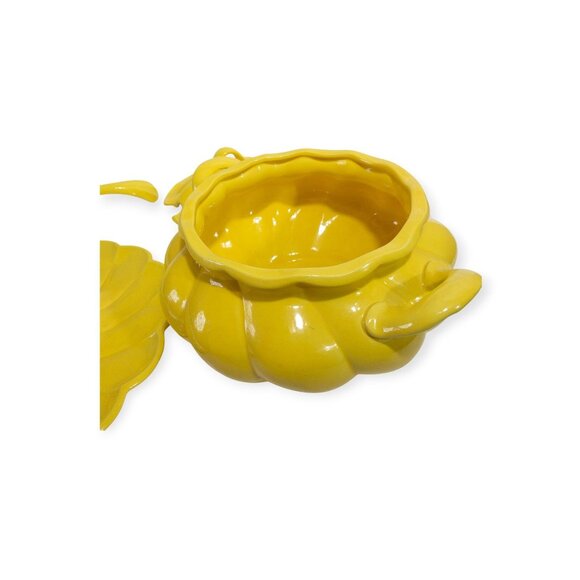 Vintage Sunshine Yellow Ceramic Tureen Set With Lid Matching Plate & Serving Spo - Picture 5 of 16